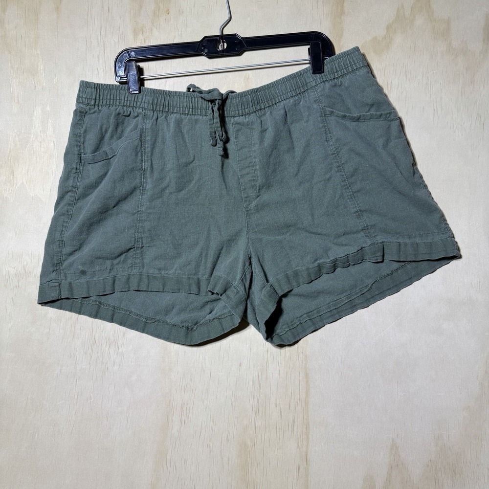 Old Navy Womens XL High Rise Linen Blend Shorts Sage Green Pull On Drawstring